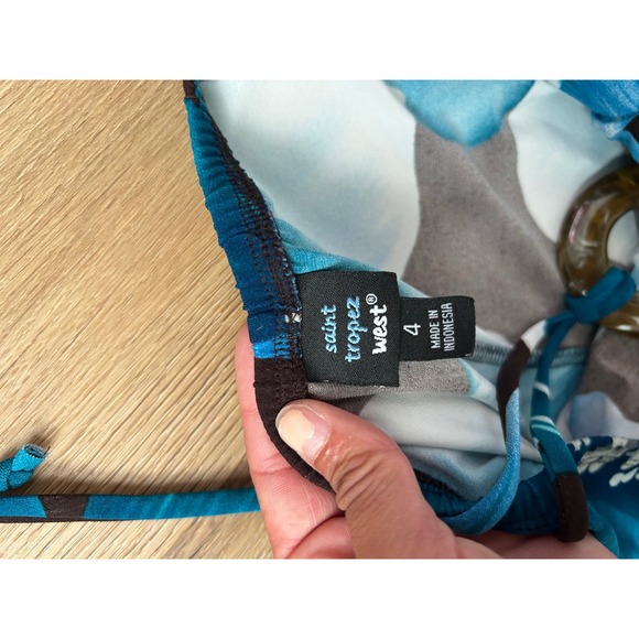 Y2k vintage tropical floral ring halter maxi dress resort hawaiian 4 turquoise - Picture 4 of 7